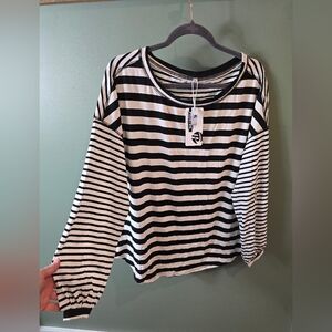 Black and White Striped Long Sleeve Shirt, New